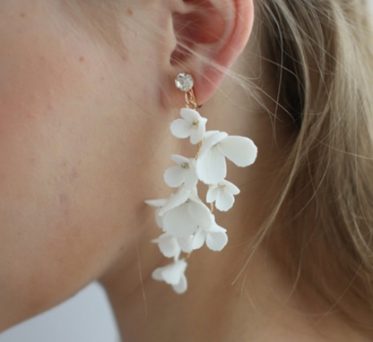 White Ceramic Leaf Earrings