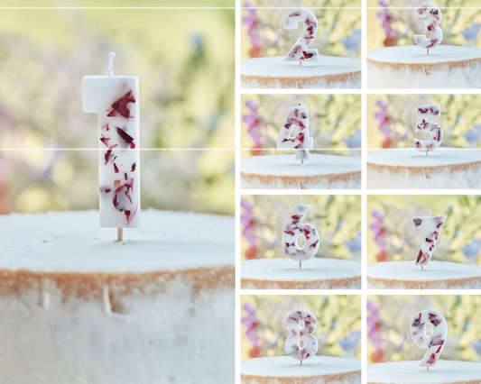 Pressed Petals 0-9 Numbers Cake Candles