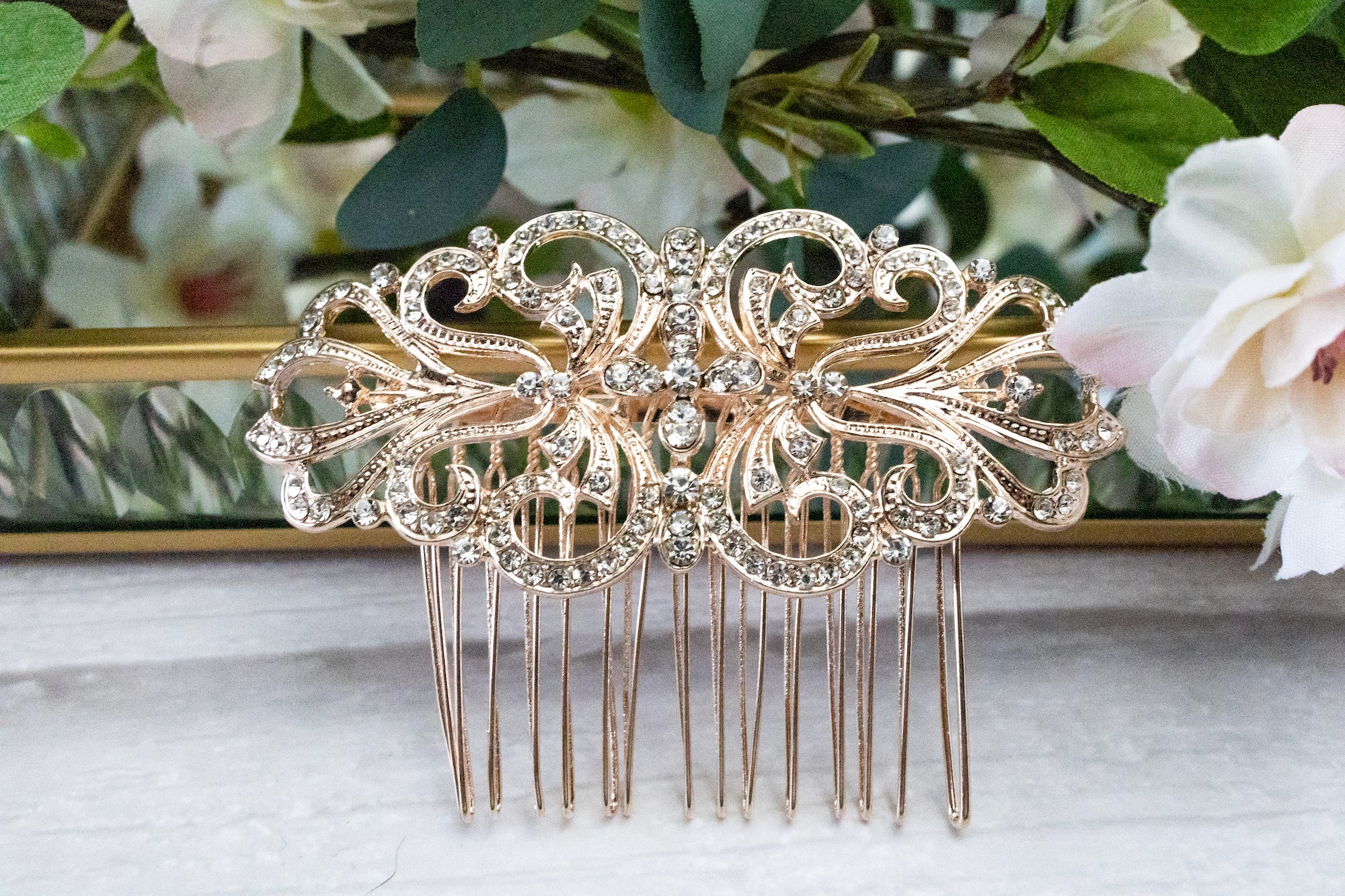 Izzie, Floral Wedding Hair Comb in Silver - Jules Bridal New Zealand
