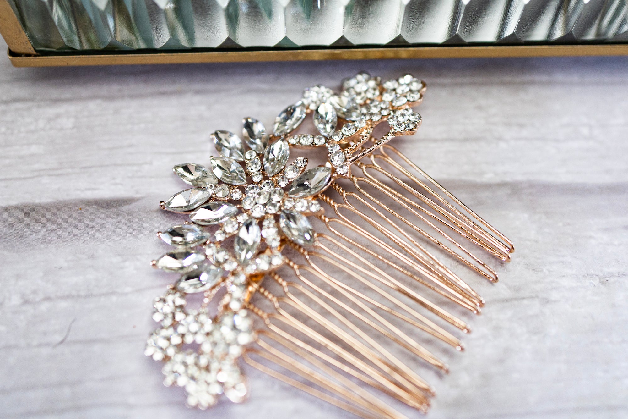 Bridal Hair Comb Wedding Hair Comb rose gold comb silver