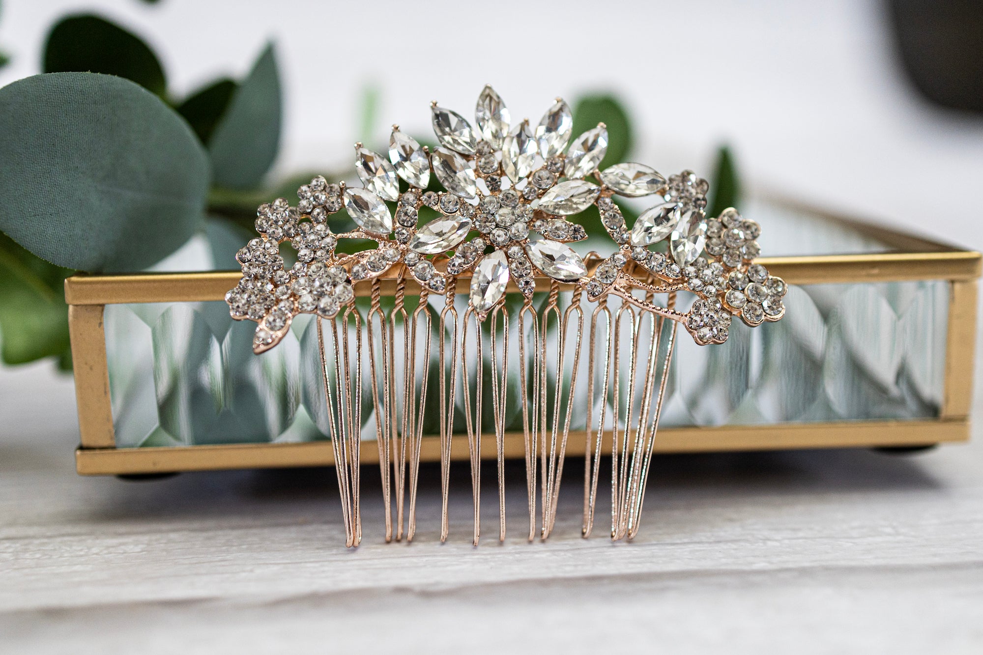 Bridal Hair Comb Wedding Hair Comb rose gold comb silver