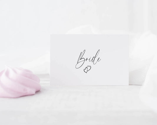 Personalised Folded Place Cards Wedding Seating Place Names Minimalist Heart Table Settings Events Dinners Tent Place Cards Stationary Cards