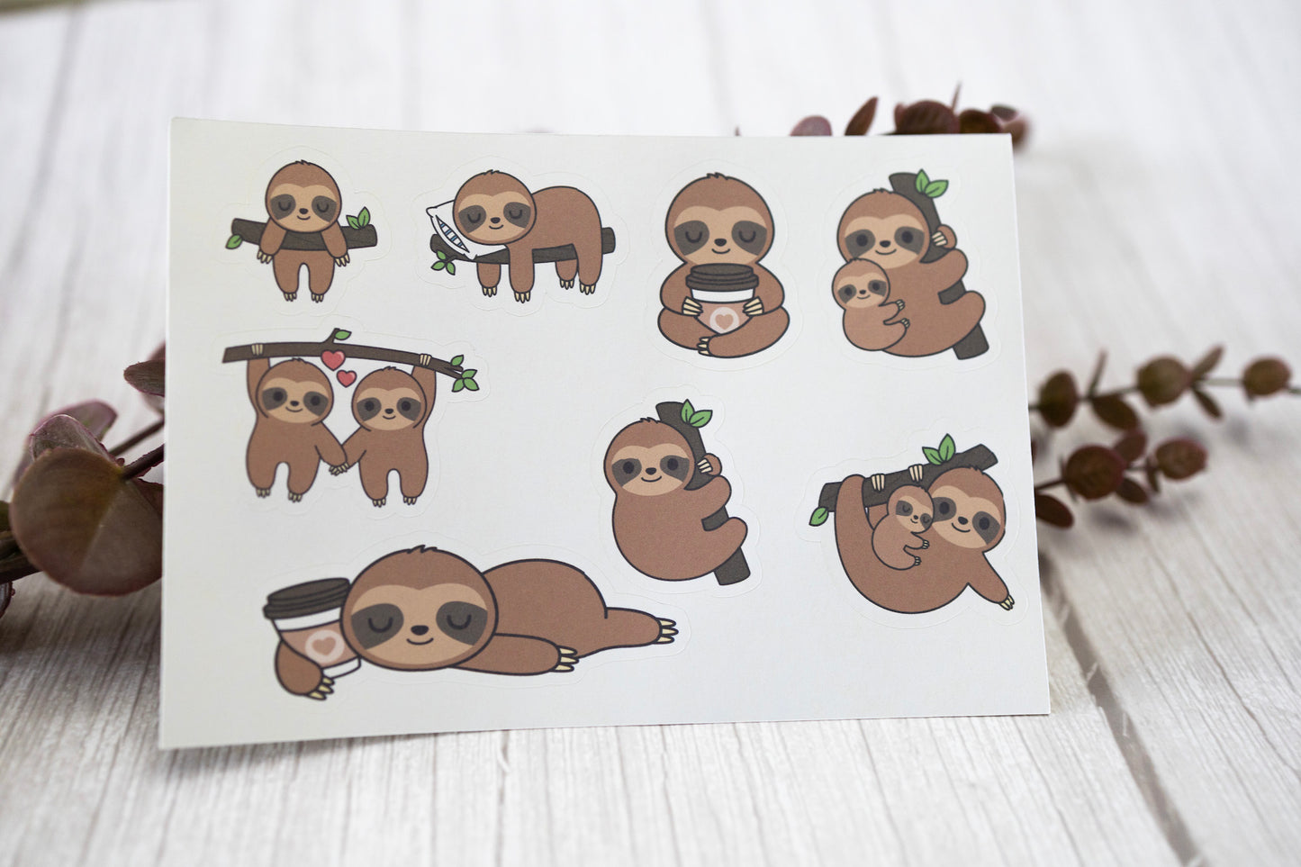 Sloth Stickers, Sticker Sheets, Journal Stickers