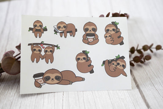 Sloth Stickers, Sticker Sheets, Journal Stickers