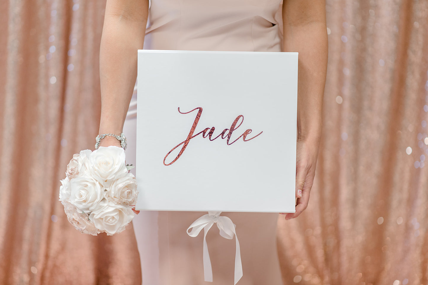 Personalised gift box, large white gift box with ribbon, bridesmaid gift box