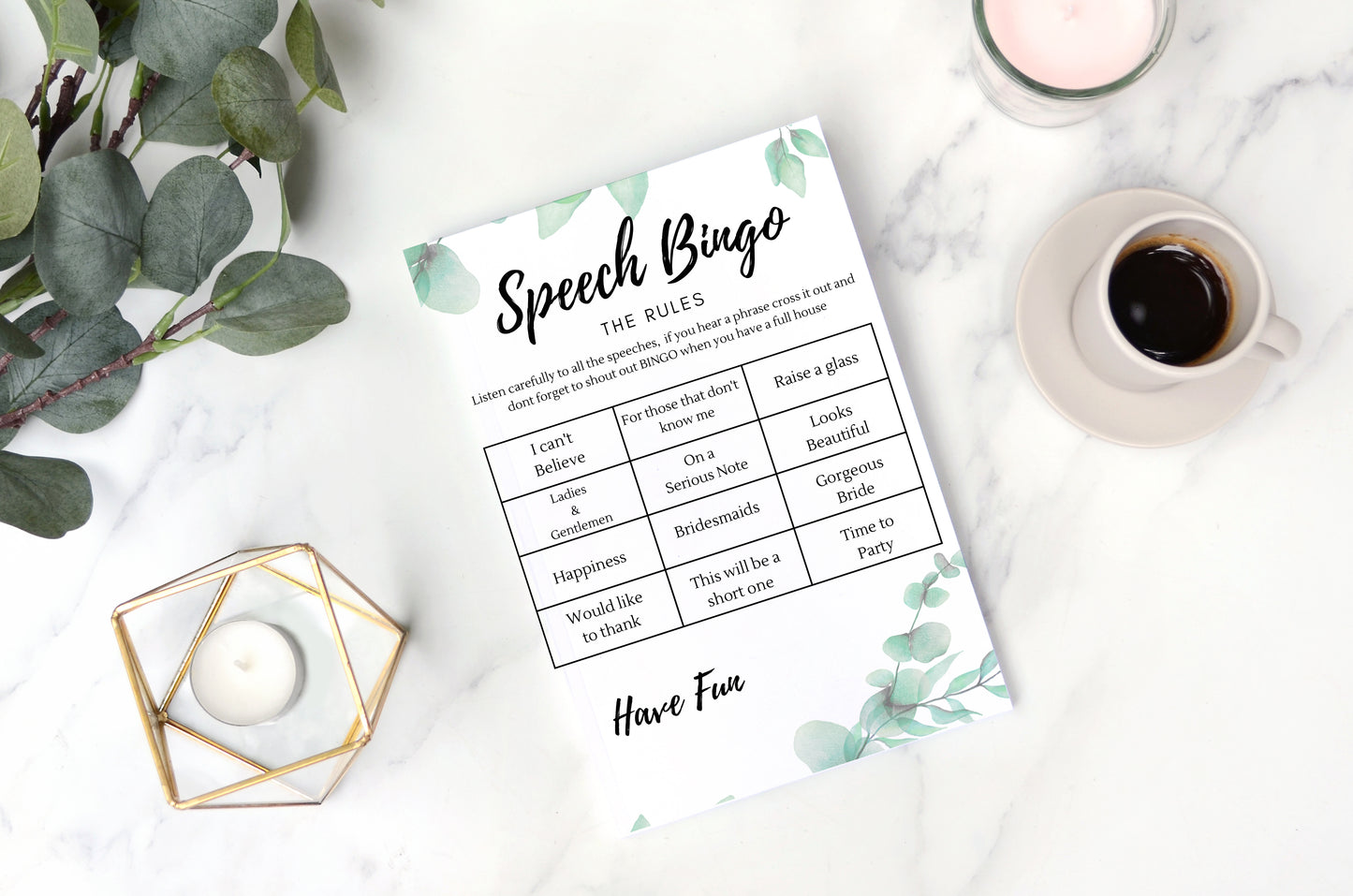 Speech Bingo Wedding table Game, Wedding Games, Wedding Speech Game, Wedding Reception games,