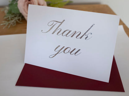 Foiled Thank you Cards, Wedding Thank you Cards, Pack of 3