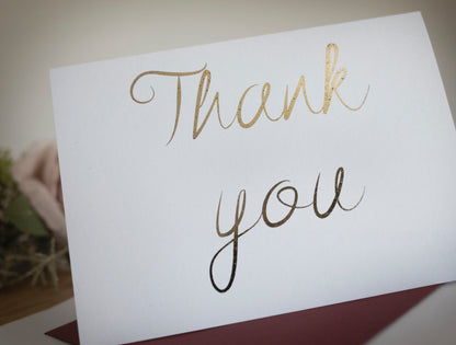 Foiled Thank you Cards, Wedding Thank you Cards, Pack of 3