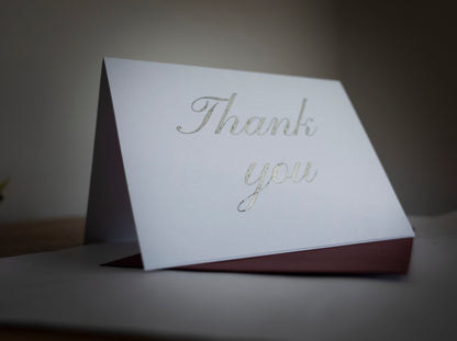 Foiled Thank you Cards, Wedding Thank you Cards, Pack of 3