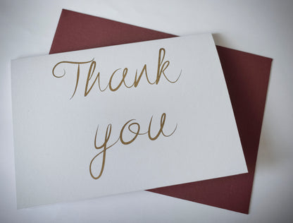 Foiled Thank you Cards, Wedding Thank you Cards, Pack of 3