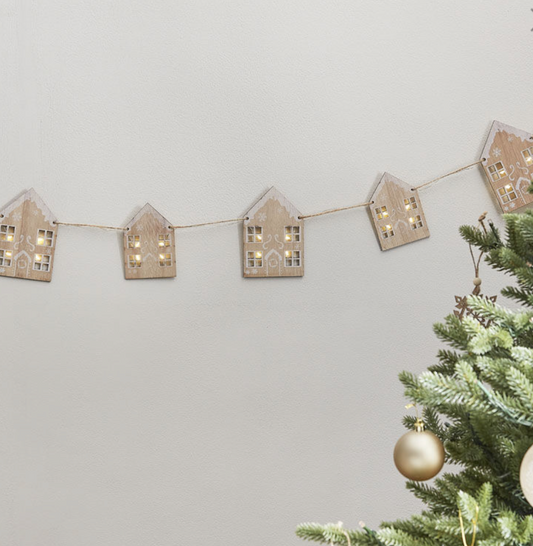 Gingerbread House Wooden Light Up Bunting