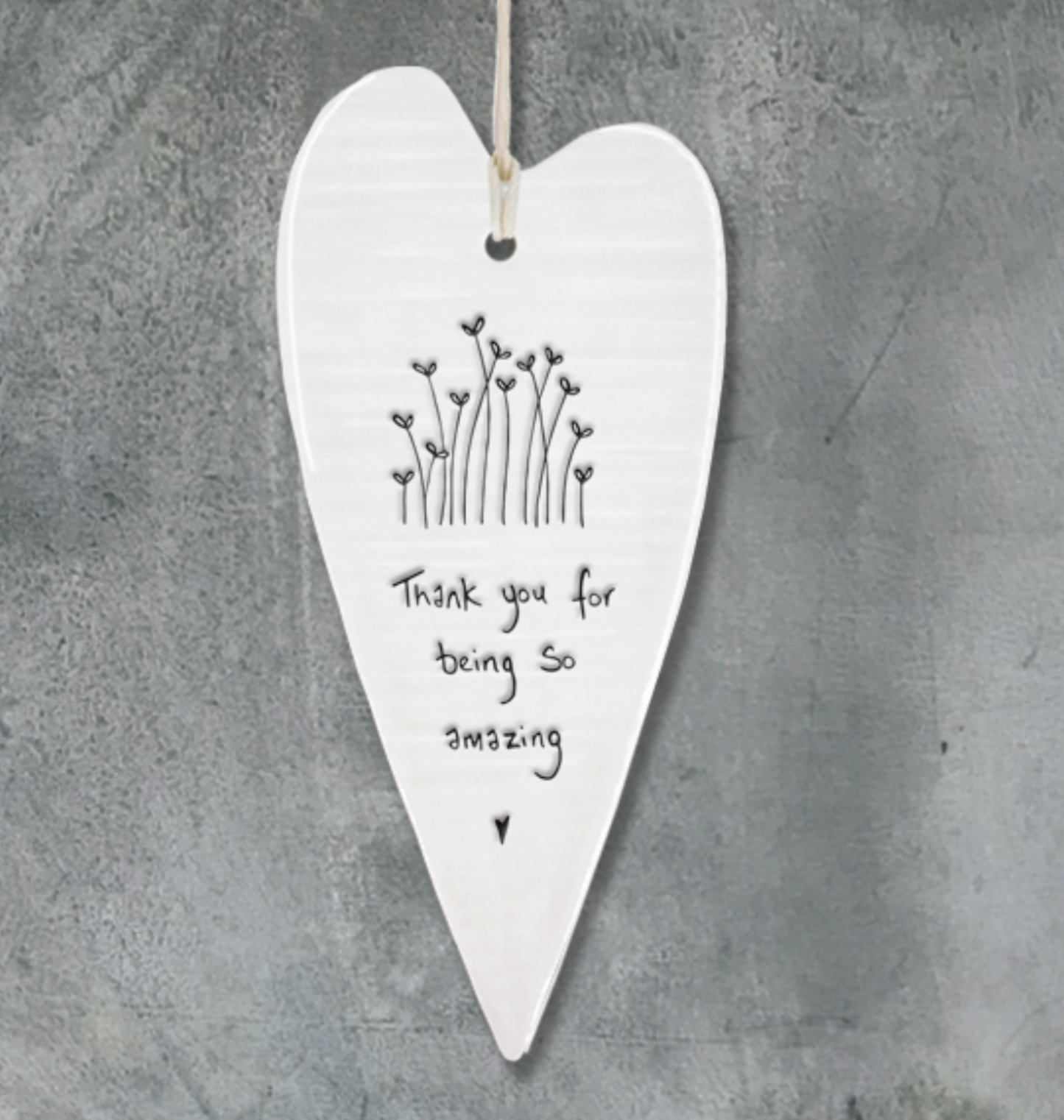 East Of India hanging heart Ornament, thank you for being amazing Porcelain Gift