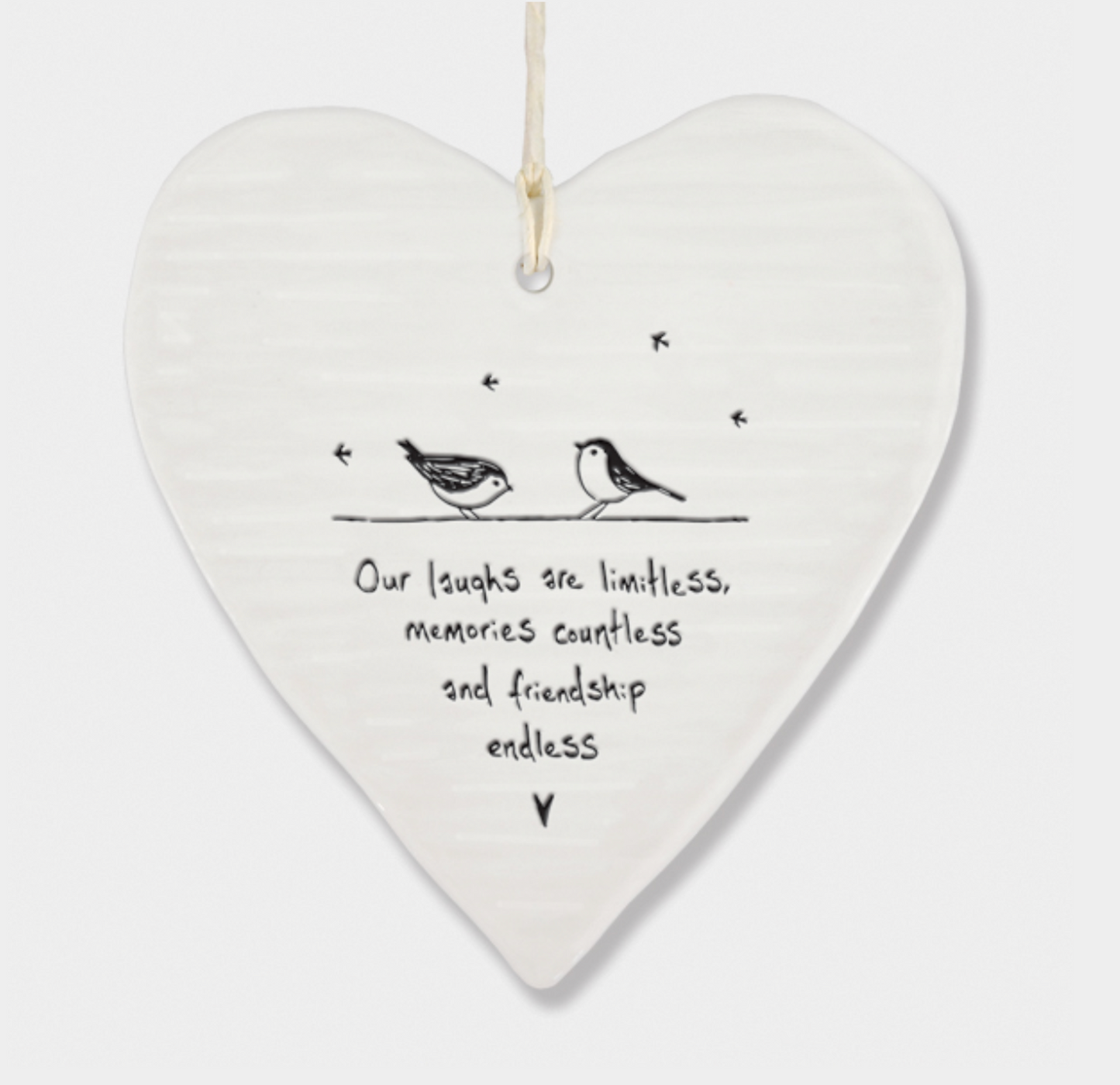 East Of India Porcelain Hanging Heart laughs are limitless Porcelain Gift