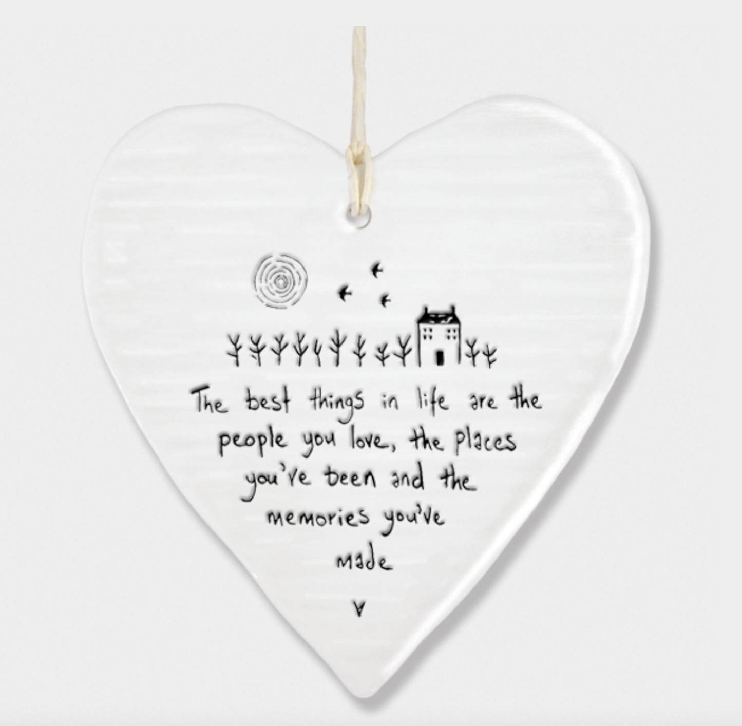 East Of India Porcelain Hanging Heart friendship gift