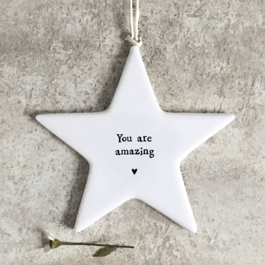 You Are Amazing - Porcelain Hanging Star - East of India - hanging decoration - Gift for friend