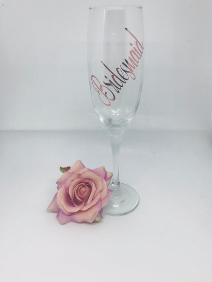 Bridal Party Wine Glasses, Champagne Flute Stickers, Bridesmaid, Bride, Maid of Honour, Mother of the Bride, Decal Sticker Only