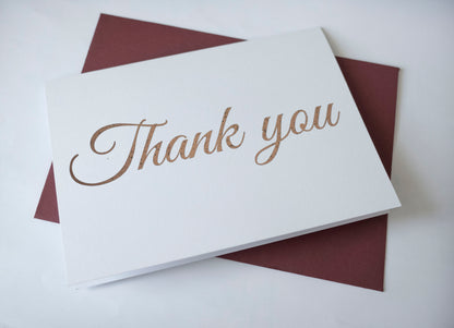 Foiled Thank you Cards, Wedding Thank you Cards, Pack of 3